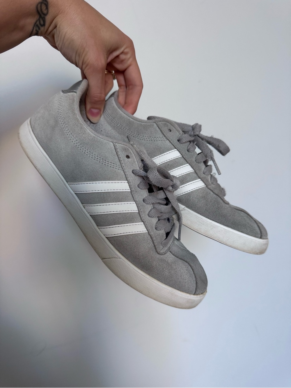 Adidas Light Gray Suede Courtset Sneakers